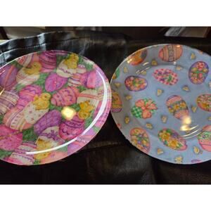 2 Decopaged easter plates